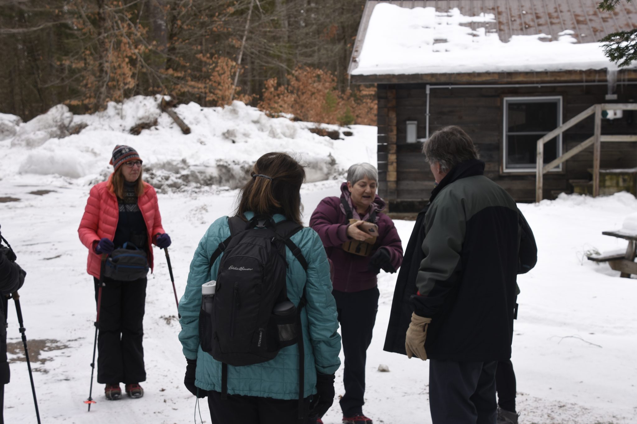 Charlotte Demers demonstrating use of E-Bird and Merlin during a bird walk