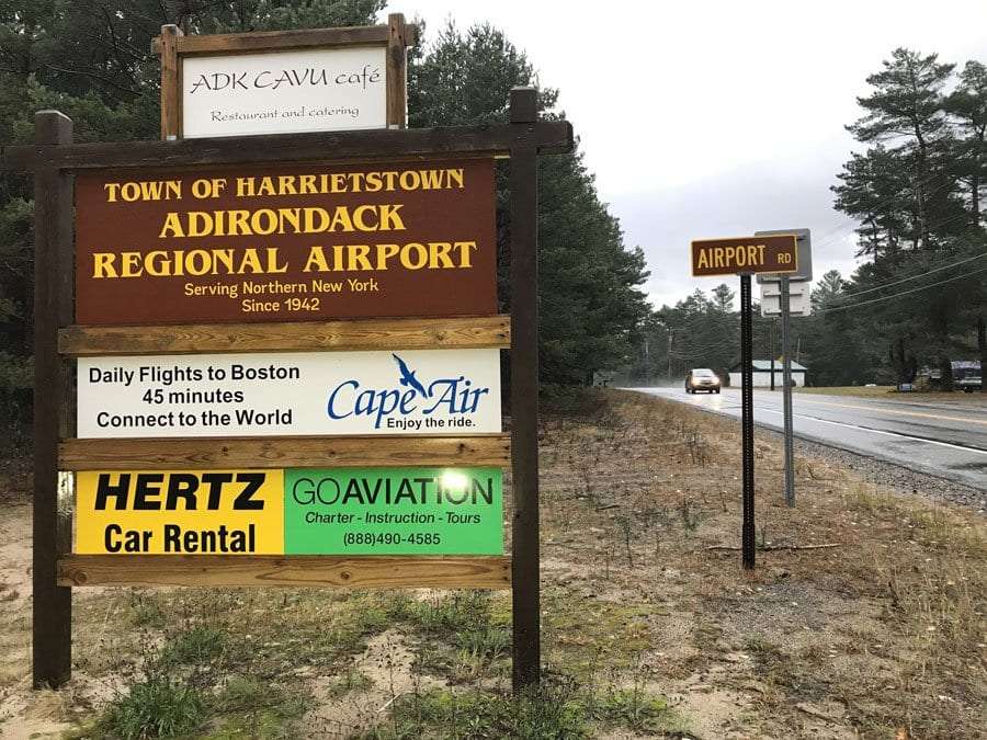 adirondack regional airport sign