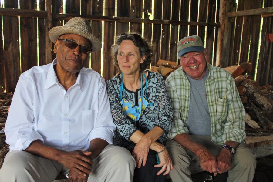 Jerry Dugger, Martha Swan and Gary Smith at the John Brown Farm in 2020.