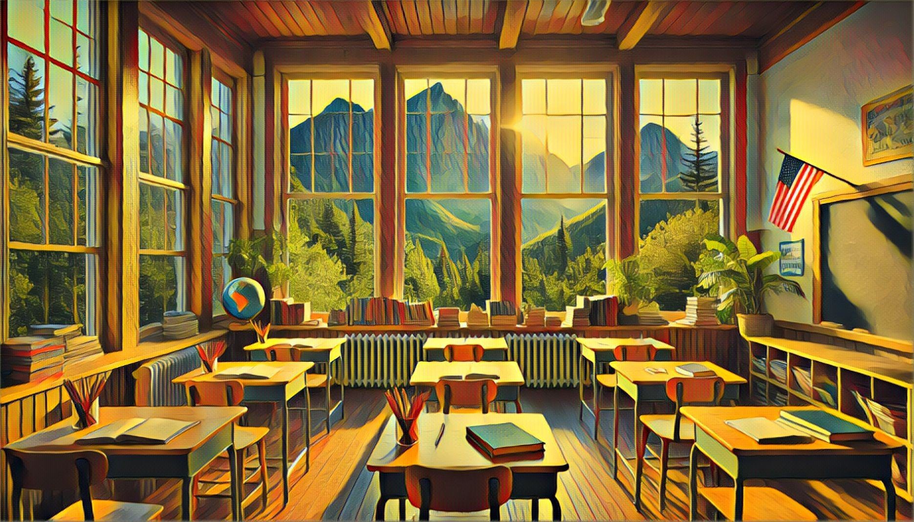 Artwork depicting a classroom